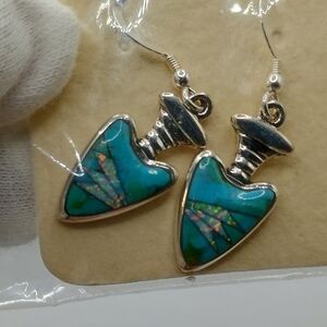 Turquoise And Sterling Silver Arrowhead Earrings